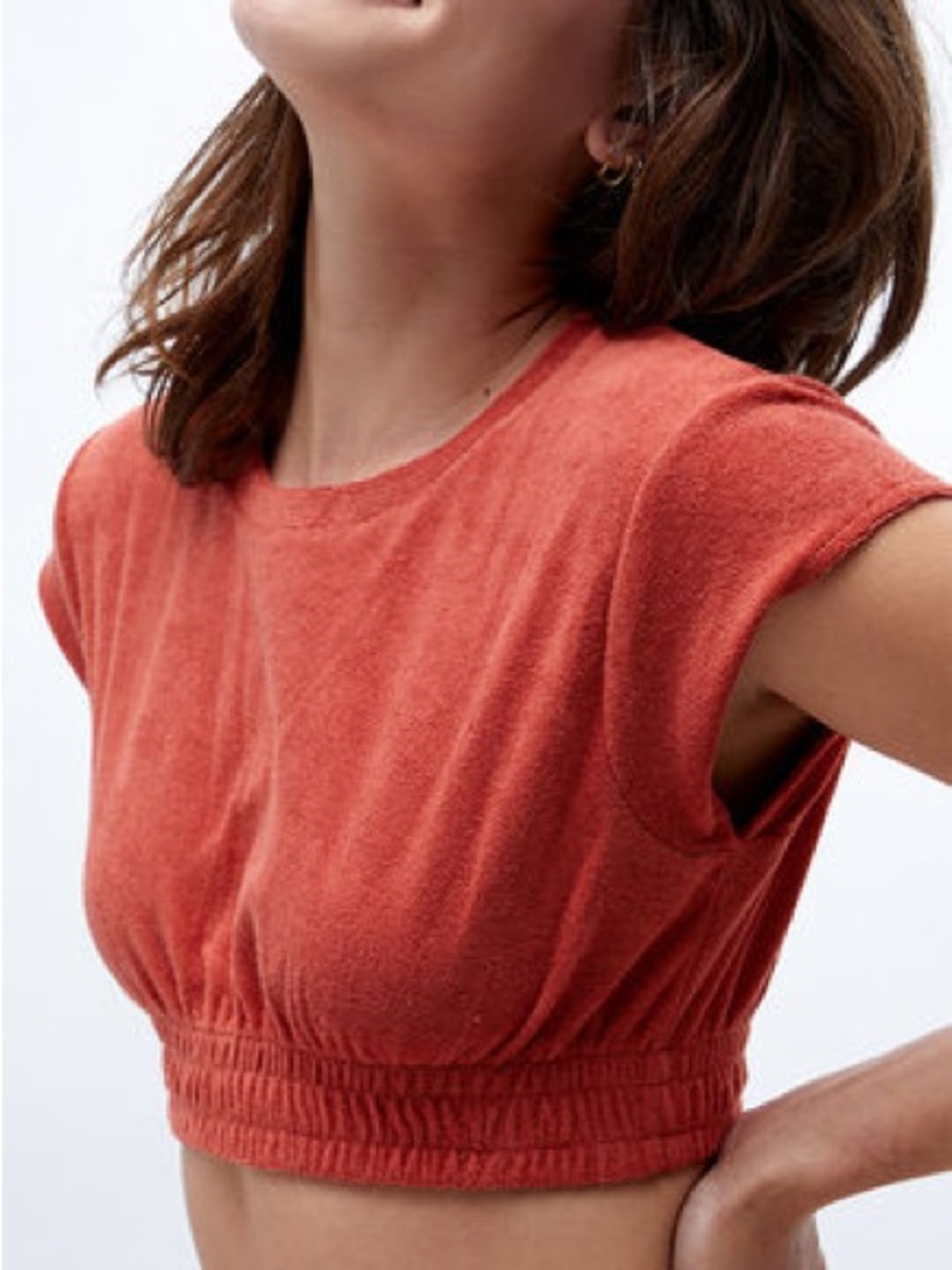 Charlie Holiday Cropped Towel Tee in Rust